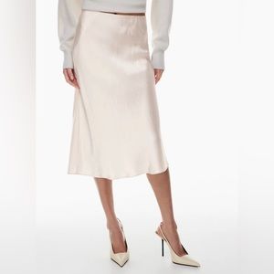 Babaton Slip Satin Midi Skirt in Denude